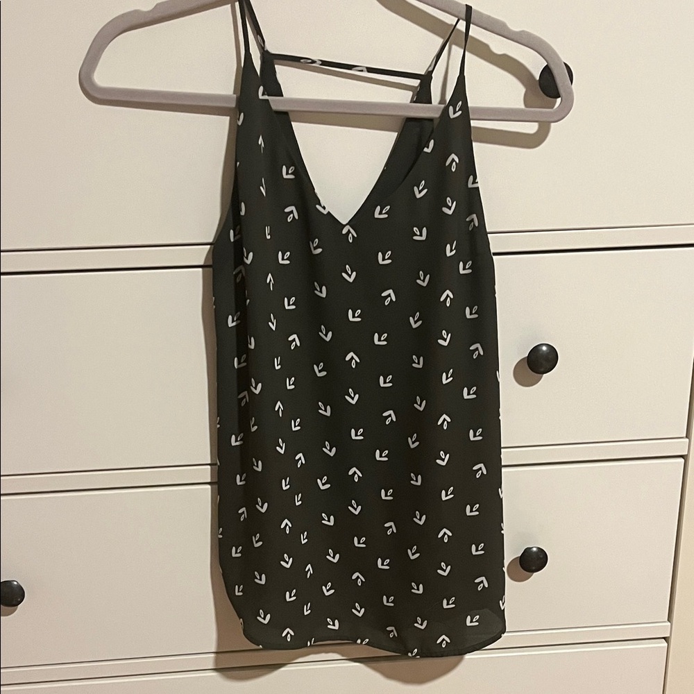 LOFT olive green Camisole with White Accents